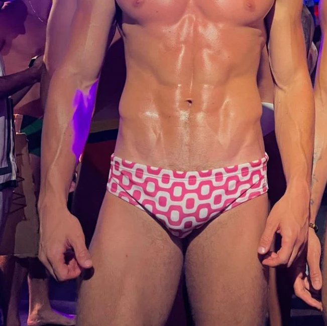 PINK & WHITE PAVEMENT SUNGA in Brief & Classic cut - Men's Designer Swimwear - *PRE ORDER - Image 5