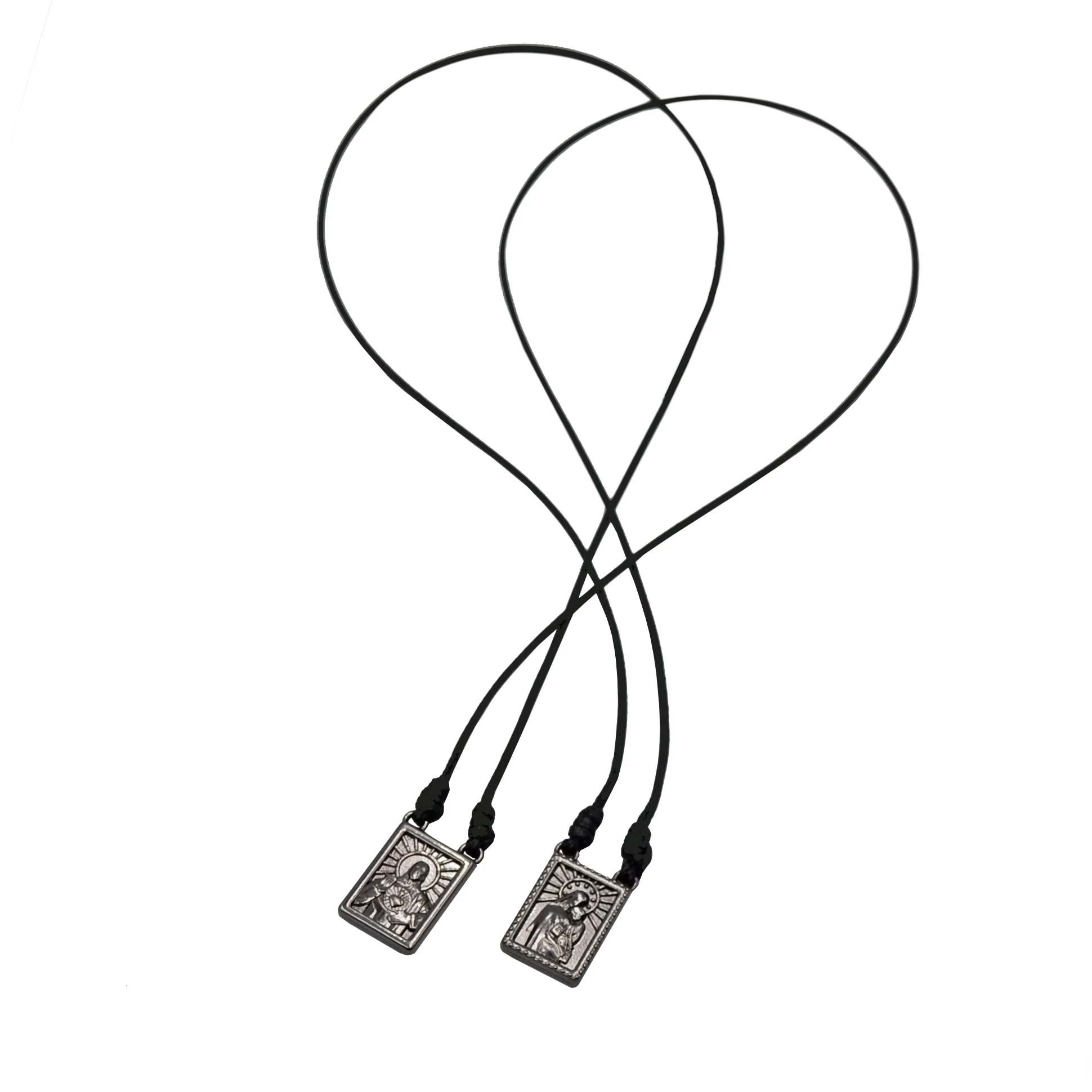 Male Scapular with Cord in 5 colors of Pendant Black, Silver, Vintage Gold, Gold, Graphite Scapular - Men's Necklace - Male Jewelry - Image 8