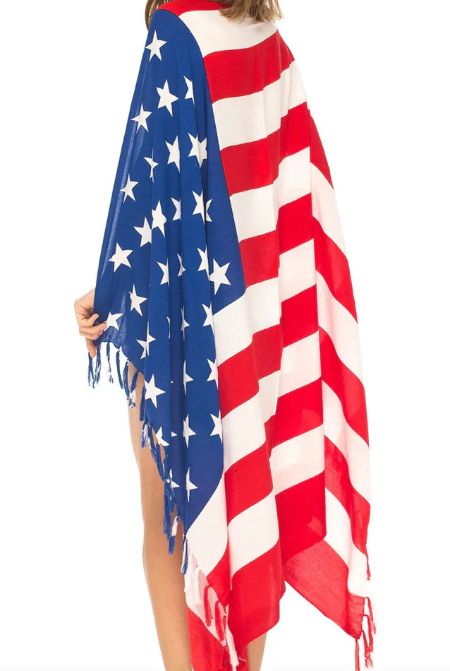 USA FLAG πΊπΈ CANGA - Red White & Blue - Brazilian Beach Towel (Sarong/Pareo) - Image 3